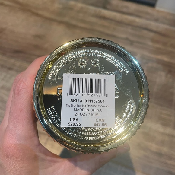 ✨ Starbucks 2022 Gold Bling Studded Holiday Cold Cup Tumbler Venti 24oz ✨ - Picture 6 of 6